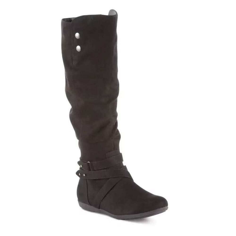 Basic Editions  DEVAN Knee-High Light scrunched Boot Black size 8